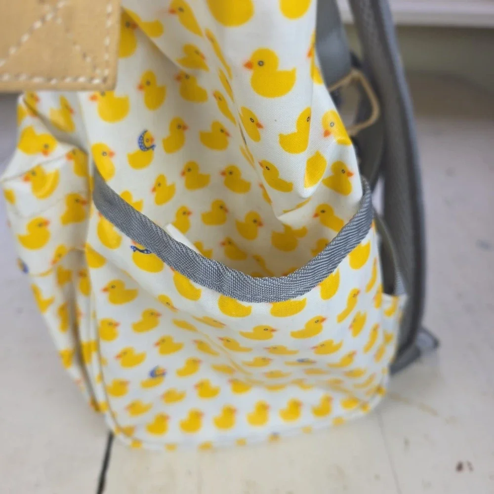Yellow Rubber Duck Print Washable Waterproof Backpack Diaper Bag Travel - Picture 8 of 15